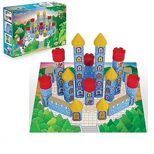 Blocos de Montar Castelo do Príncipe Brinquedo Infantil 54 Peças em Madeira MDF