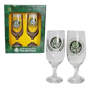 Jogo 2 Taças de Cerveja do Palmeiras 300ml com Caixa