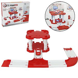 Pista Playset Infantil Posto Corpo de Bombeiros Carrinho e Helicóptero  Brinquedo Map Toys - Camilo's Variedades