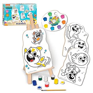 Kit Pintura Infantil Desenhos Luciano Martins com Cavalete Tintas e Tela  Infantil 13 Peças - Camilo's Variedades