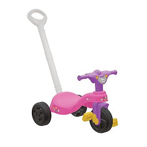 Motoca Infantil Triciclo Encantado Rosa com Empurrador Pais e Filhos
