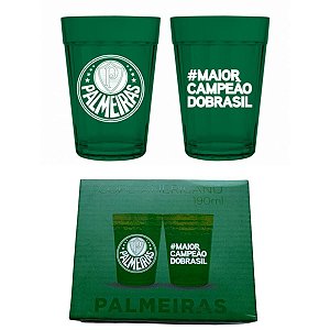 Jogo 2 Copos Americanos Prime Palmeiras Verde 190ml Luva com Caixa
