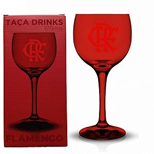 Taça de Gin Drinks em Vidro Flamengo Prime Vermelho 615ml na Caixa
