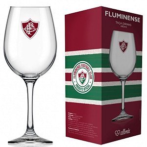 Taça de Vinho do Fluminense Grande Drinks Barone 490ml em Vidro Cristal na Caixa