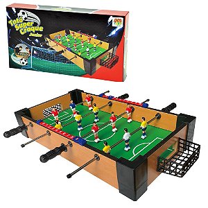 Mini Pebolim Totó Futebol de Mesa Junior Compacto de Brinquedo Mesa em MDF 40x22x7cm