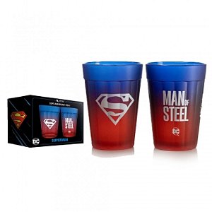 Jogo 2 Copos Americanos Prime Superman 190ml Luva com Caixa