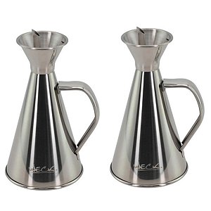 Kit 2 Peças Galheteiro Porta Azeite com Bico em Aço Inox de 250ml Linha Profissional Restaurantes Bar Cozinha Weck