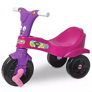 Motoca Colorida Com Haste Direcional Triciclo Infantil Pink