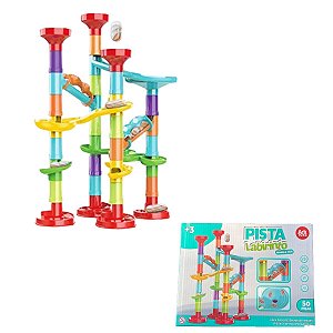 Blocos de Montar Labirinto Tubos Pista Infantil Bolinhas de Gude 50 Peças