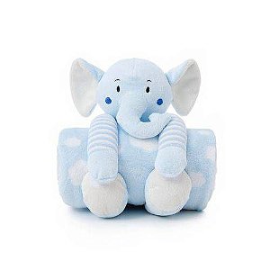 Manta Bebê Azul Elefante de pelúcia