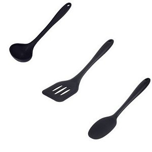 Kit Utensílios de Silicone Preto 3 peças luxo Weck