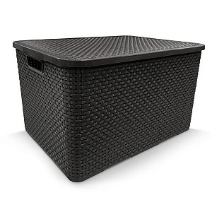 Caixa Organizadora Rattan Grande com Tampa 20 Litros