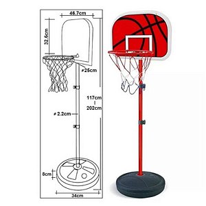 Cesta Tabela de Basquete com Pedestal Ajustável 117-202 cm