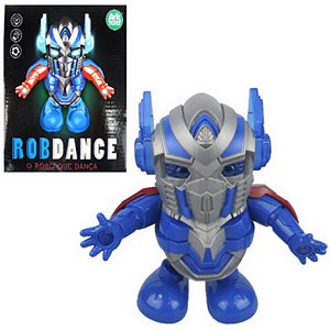 Robô Dançarino de brinquedo com Luz e Som Azul na Caixa
