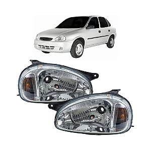 Farol Corsa Carcaça Preta Moldura Cromada 2000/2010 ARTEB