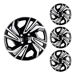 Jogo de Calota Onix/Prisma Preto/Prata Aro 15 GRID 380CP
