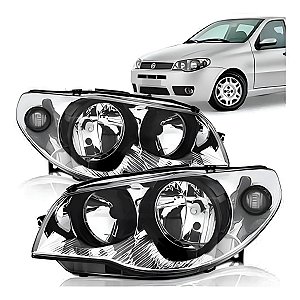 Farol Palio Máscara Cromada Canhão Preto 2004/2007 AUTOMOTIVE