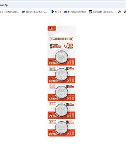 Bateria Moeda CR2016 3V Blister Com 1 Unidade Black+Decker