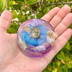Orgonite Redonda Equilíbrio Emocional e Mental com Buda