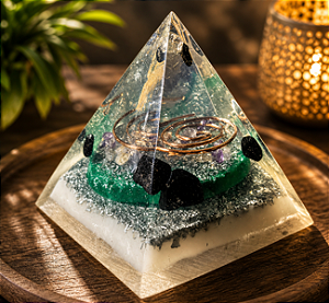 Pirâmide Orgonite transmutação e proteção - Indicado para transmutação energética e aumento da vitalidade - 9cm (base)x 10 cm (altura)