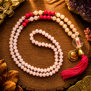 Japamala Quartzo Rosa com Orgonite Opala Rosa - Cura emocional e atração do amor