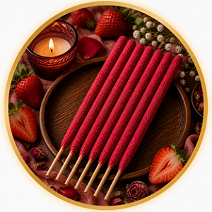 🍓 Incenso Triplo Artesanal de Morango — amor próprio, leveza e boas vibrações