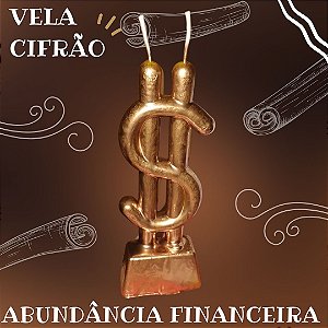 Vela Energizada Ativa Prosperidade Cifrão $ Dourado – Essência de Canela