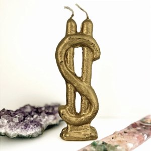 Vela Energizada Ativa Prosperidade Cifrão $ Dourado