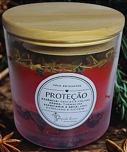 Vela Orgônica de Proteção Cristais e Ervas -  Turmalina, Anis Estrelado e Alecrim - 8x8cm