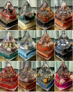 Kit 12 Pirâmides Orgonite Sirius -Guardiã, Transmutação e Proteção, Prosperidade, Conexão Espiritual, Saúde Física, Paz/Alegria, Revitalização, Foco, Coragem, Cura, Propósito e Devolução de Energia Negativa