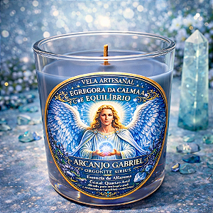 ✨ Vela Energizada Arcanjo Gabriel – Alfazema e quartzo verde - Calma & Equilíbrio 8x8 cm