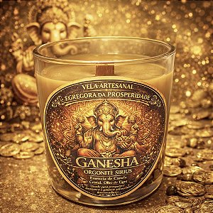 ✨ Vela Energizada Ganesha – Canela com Olho de Tigre – Prosperidade & Abertura de Caminhos 8x8 cm