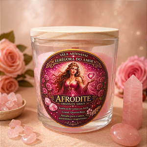 ✨ Vela Energizada Afrodite – Cereja com Avelã e Quartzo Rosa – Amor & Magnetismo 8x8 cm