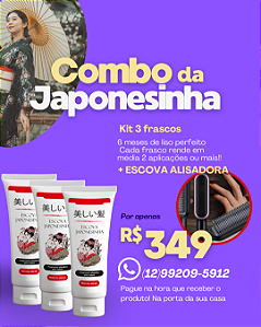 Kit 3 Escova Japonesinha e Escova Alisadora