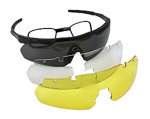 Óculos Tático 03 lentes 2.0 mm - Preto
