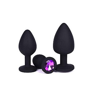 Kit com 3 Plugs Tamanhos P,M,G em Silicone com Pedra  – SEAMLESS BUTT PLUG STARTING KIT