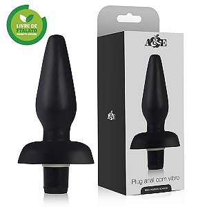 Plug Cônico,13 x 5 cm na cor preto - com vibrador 12 velocidades