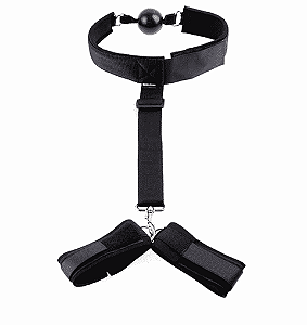 Kit Mordaça com Algemas Regulável – 3R IMPORT – PZ-840-ZT