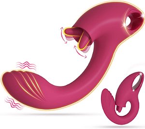 Vibrador Ponto G para mulheres Design Exclusivo Curvo -Língua tripla