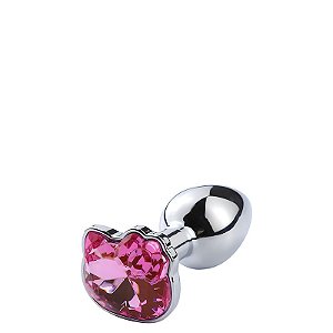 Plug Anal Médio em Metal. Possui em Sua Base Formato hello kitty