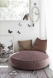 Puff Bolacha Impermeável Futon Retondo