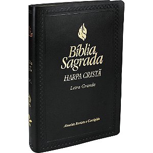 BÍBLIA LETRA GRANDE COM HARPA  COVERTEX PRETO