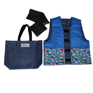 Colete Ponderado cor Jeans e Royal dino Tamanho M - Pronta Entrega - Idade Sugerida: 4 a 6 anos - Várias Cores - Frete Grátis