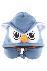 Coruja Azul Almofada de Pescoço com Touca Kigurumi