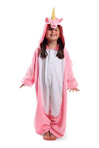 Unicórnio Rosa Pijama Kigurumi Fantasia