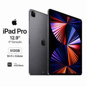 Apple iPad Pro 12.9" (4ª Geração) 512GB Wi-Fi + Celular Tela Gigante. Performance Profissional. Mobilidade Total. Grade A