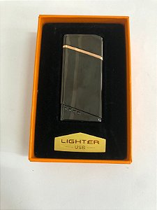 Isqueiro Eletrônico Lighter USB Recarregável - Preto