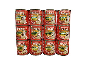 Kit 12 Latas Racao Umida Patê Caes Adultos Carne 280g Bongos