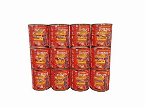 Kit 12 Latas Racao Umida Patê Caes Filhote Carne 280g Bongos