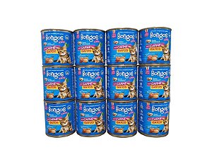 Kit 12 Latas Racao Umida Patê Gatos Sabor Carne 280g Bongos